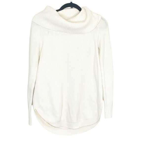 Moth Anthropologie Cream Brenta Cowl Neck Long Sleeve Sweater Curved Hem Small S - Picture 3 of 9